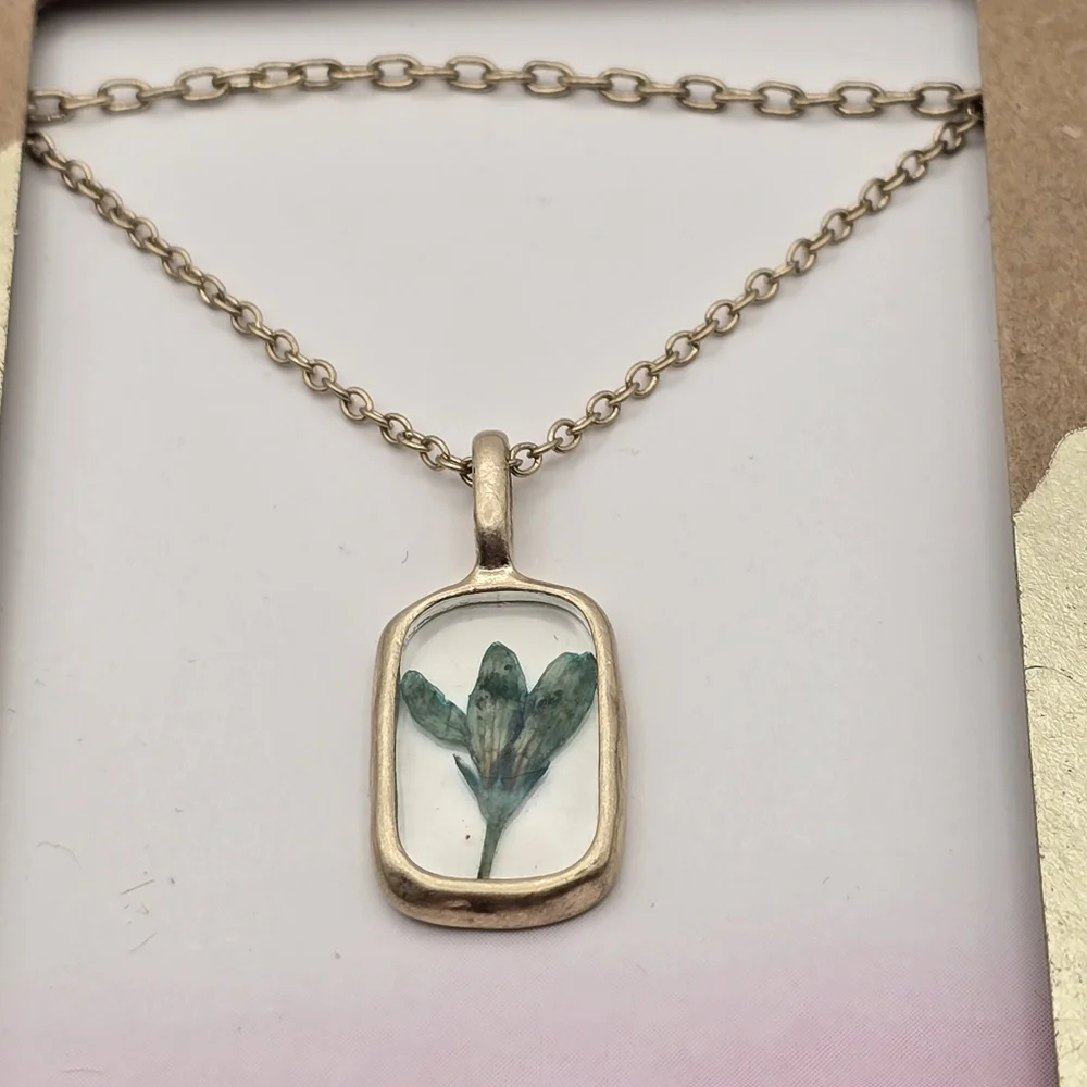 Bellissima 14K Gold Dipped Bellflower Multi Strand Pressed Flower Necklace